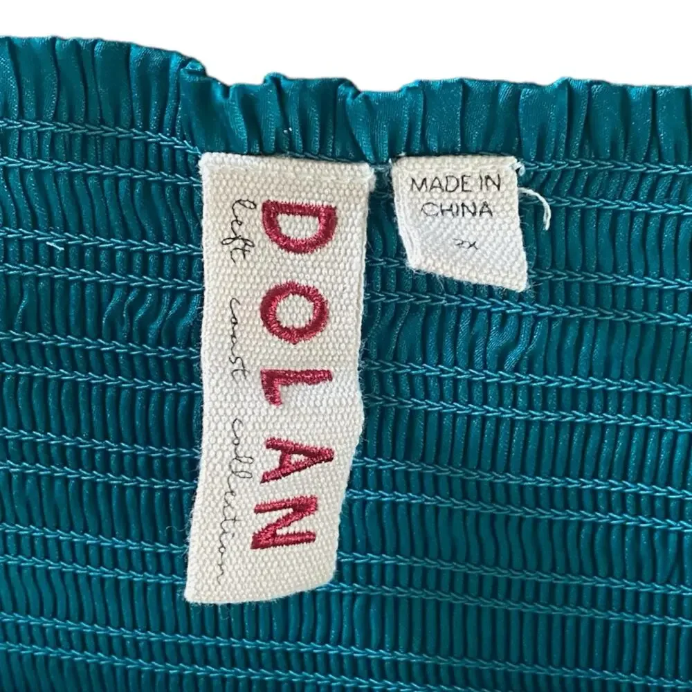 Anthropologie DOLAN Plus Teal Smocked Romantic‎ Babydoll Peplum Blouse - Size 2X - Picture 7 of 9